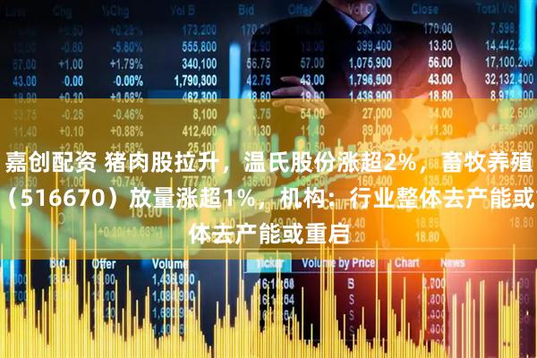 嘉创配资 猪肉股拉升，温氏股份涨超2%，畜牧养殖ETF（516670）放量涨超1%，机构：行业整体去产能或重启